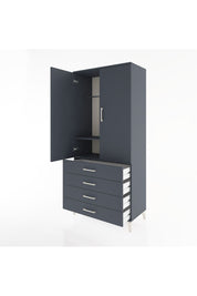 Hyperion Dolap 2 Raflı 4 Çekmeceli Tek Askılı 88x44x195 Antrasit-Antrasit