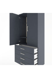 Hyperion Dolap 2 Raflı 4 Çekmeceli Tek Askılı 88x44x195 Antrasit-Antrasit