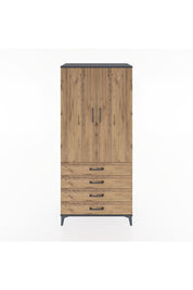 Hyperion Dolap 2 Raflı 4 Çekmeceli Tek Askılı 88x44x195 Antrasit-Çam