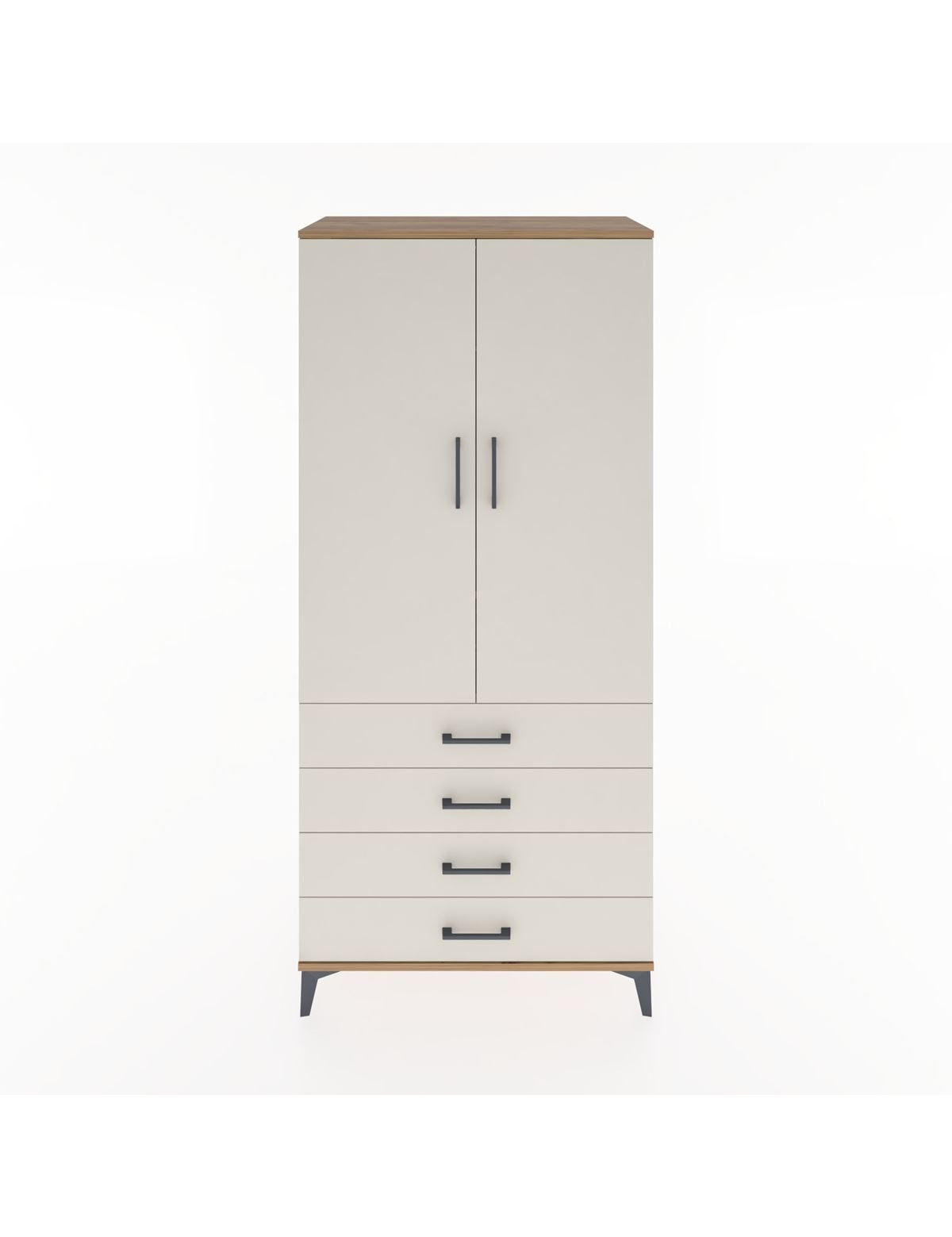 Hyperion Dolap 2 Raflı 4 Çekmeceli Tek Askılı 88x44x195 Çam-Aytaşı