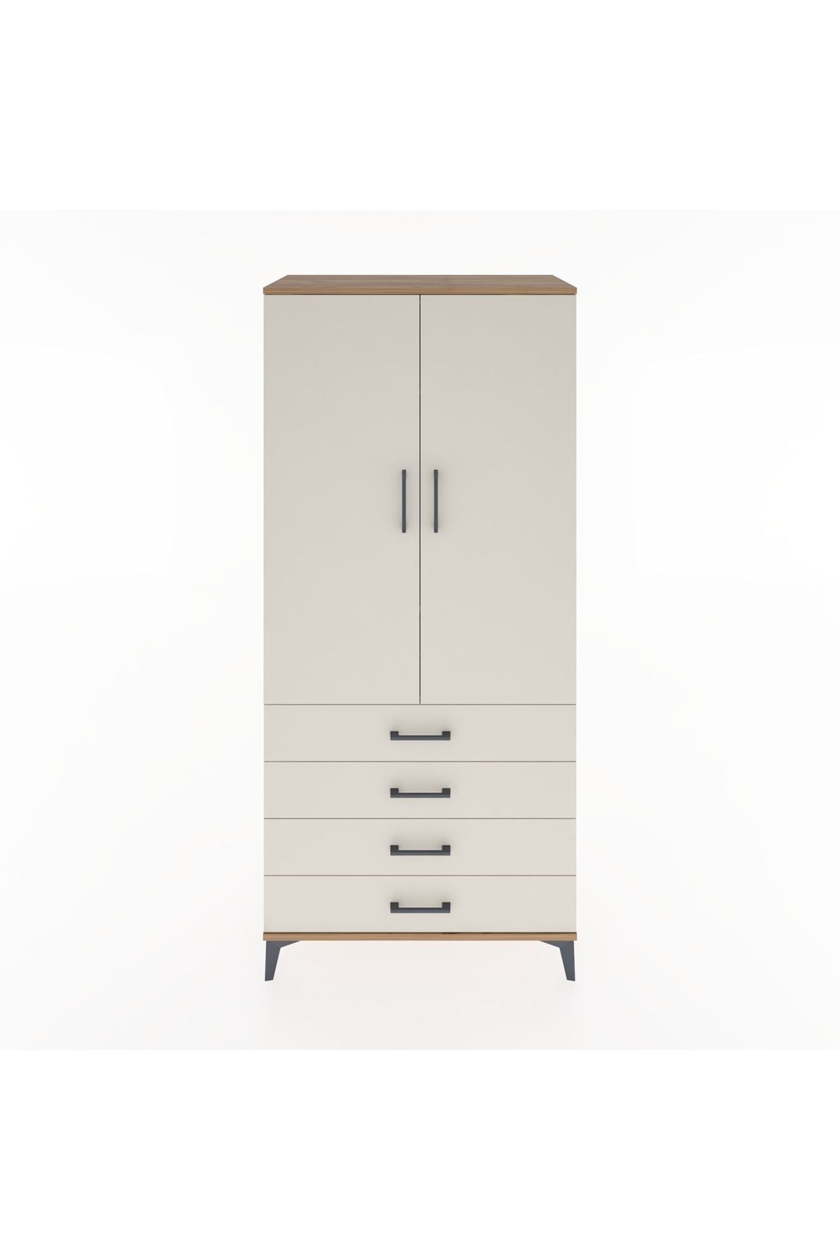 Hyperion Dolap 2 Raflı 4 Çekmeceli Tek Askılı 88x44x195 Çam-Aytaşı