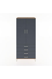 Hyperion Dolap 2 Raflı 4 Çekmeceli Tek Askılı 88x44x195 Çam-Antrasit