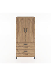 Hyperion Dolap 2 Raflı 4 Çekmeceli Tek Askılı 88x44x195 Çam-Çam
