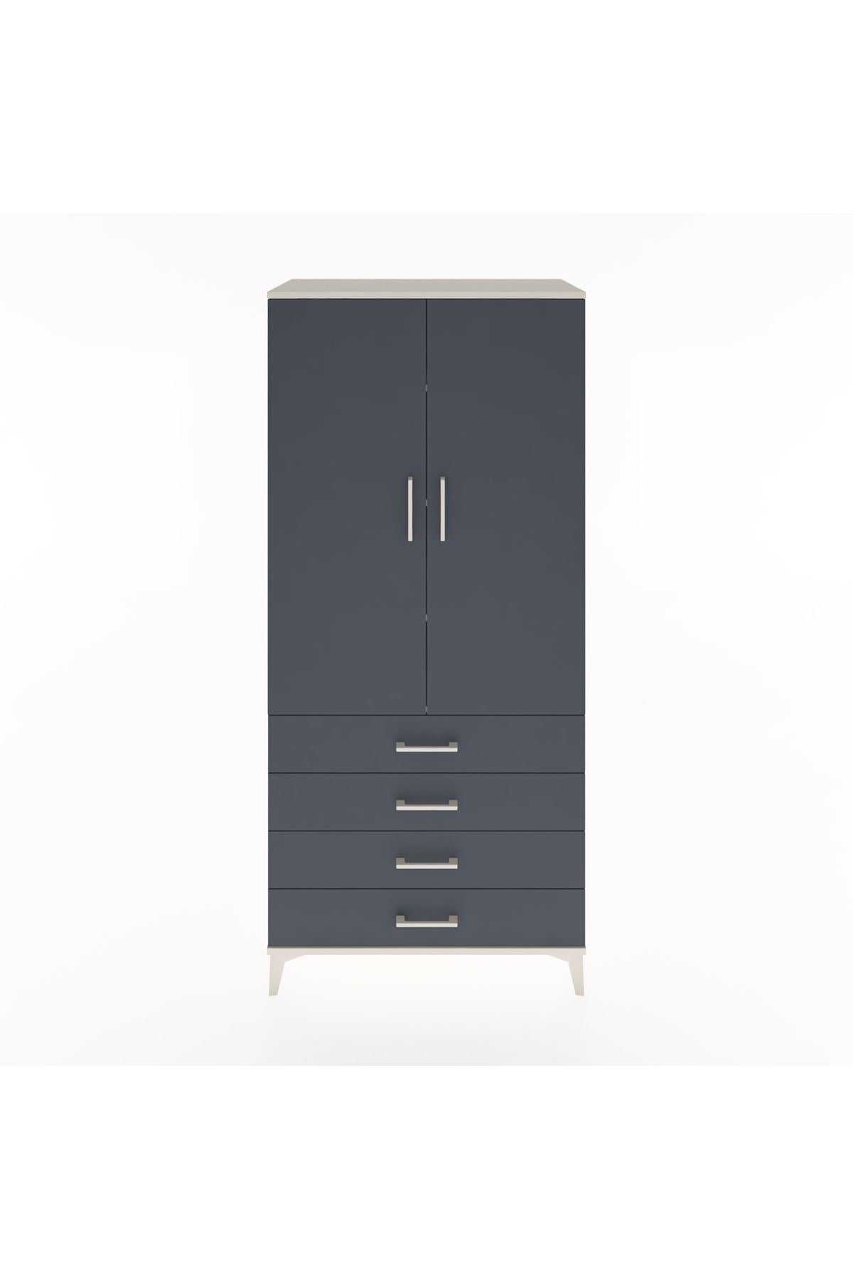 Hyperion Dolap 4 Raflı 4 Çekmeceli 2 Kapaklı 88x44x195 Aytaşı-Antrasit