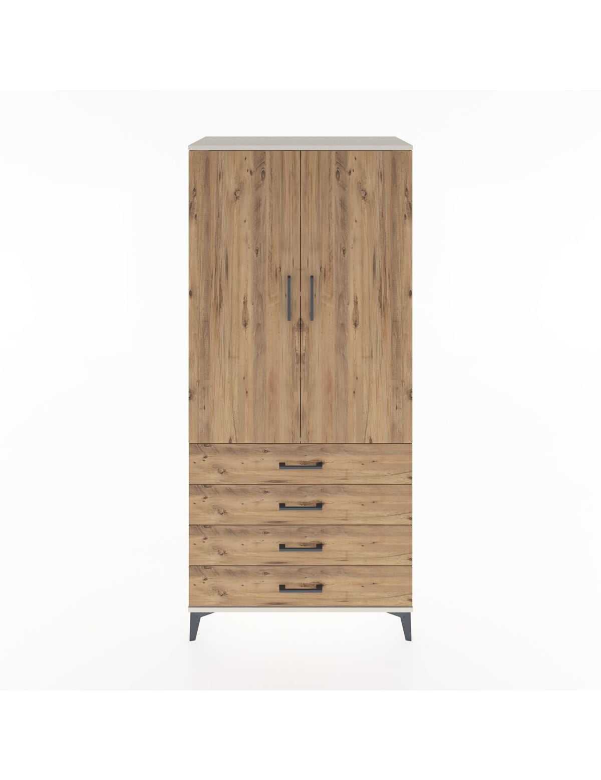 Hyperion Dolap 4 Raflı 4 Çekmeceli 2 Kapaklı 88x44x195 Aytaşı-Çam