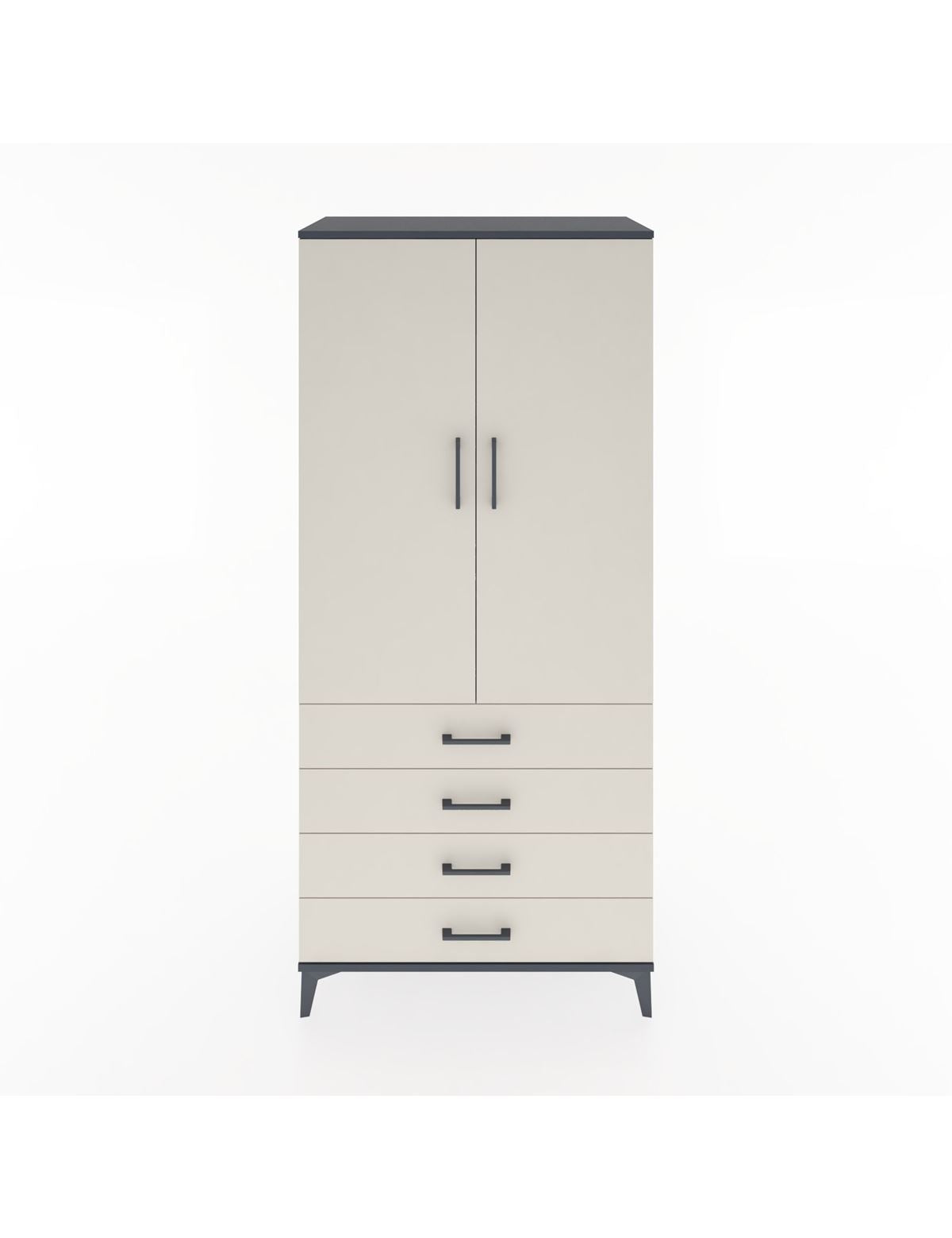 Hyperion Dolap 4 Raflı 4 Çekmeceli 2 Kapaklı 88x44x195 Antrasit-Aytaşı