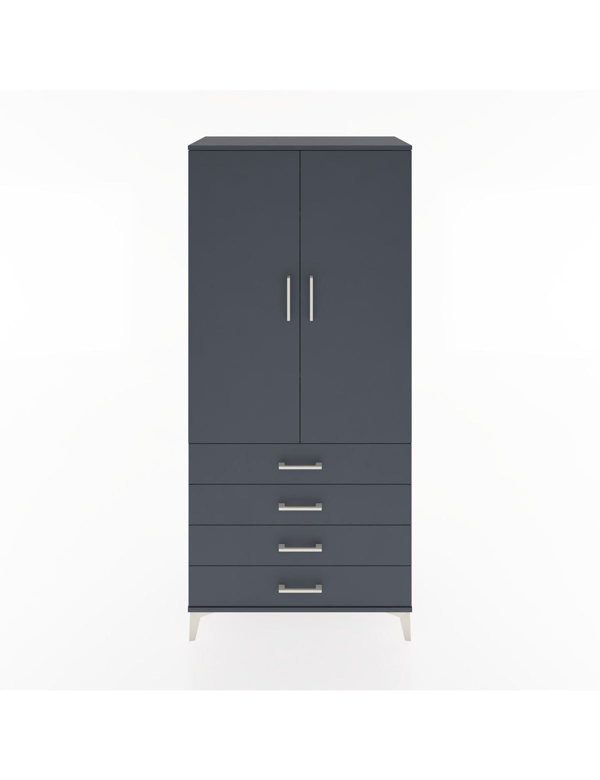 Hyperion Dolap 4 Raflı 4 Çekmeceli 2 Kapaklı 88x44x195 Antrasit-Antrasit