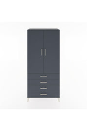 Hyperion Dolap 4 Raflı 4 Çekmeceli 2 Kapaklı 88x44x195 Antrasit-Antrasit