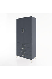 Hyperion Dolap 4 Raflı 4 Çekmeceli 2 Kapaklı 88x44x195 Antrasit-Antrasit