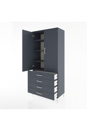 Hyperion Dolap 4 Raflı 4 Çekmeceli 2 Kapaklı 88x44x195 Antrasit-Antrasit