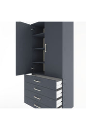 Hyperion Dolap 4 Raflı 4 Çekmeceli 2 Kapaklı 88x44x195 Antrasit-Antrasit