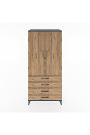 Hyperion Dolap 4 Raflı 4 Çekmeceli 2 Kapaklı 88x44x195 Antrasit-Çam