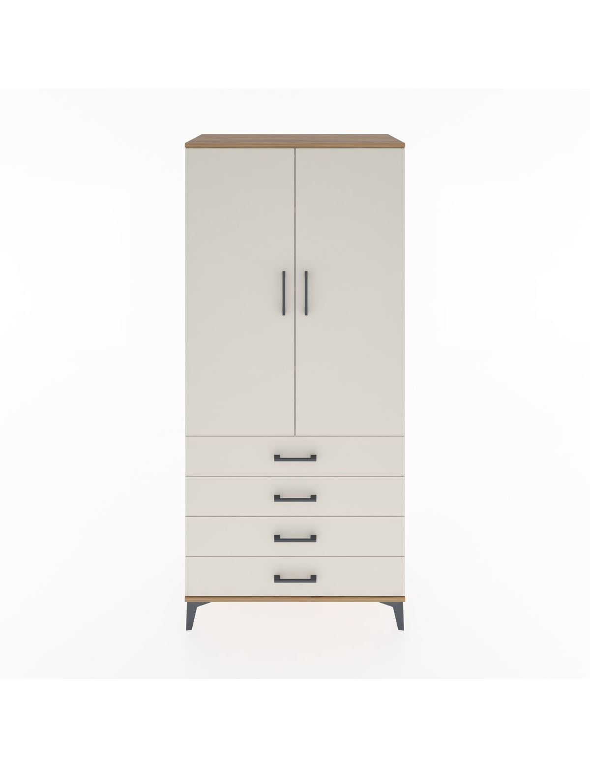 Hyperion Dolap 4 Raflı 4 Çekmeceli 2 Kapaklı 88x44x195 Çam-Aytaşı