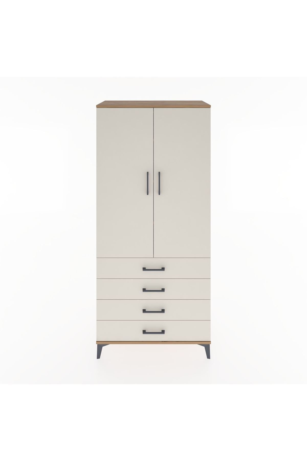 Hyperion Dolap 4 Raflı 4 Çekmeceli 2 Kapaklı 88x44x195 Çam-Aytaşı