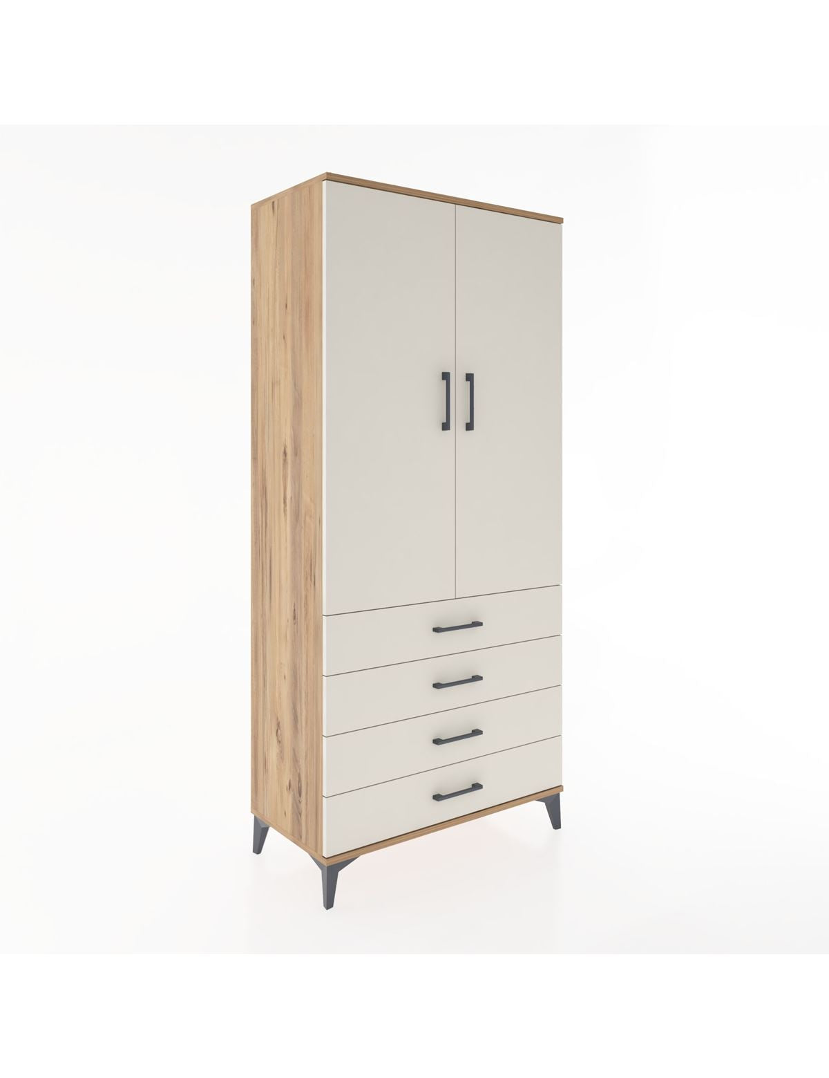 Hyperion Dolap 4 Raflı 4 Çekmeceli 2 Kapaklı 88x44x195 Çam-Aytaşı