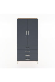 Hyperion Dolap 4 Raflı 4 Çekmeceli 2 Kapaklı 88x44x195 Çam-Antrasit