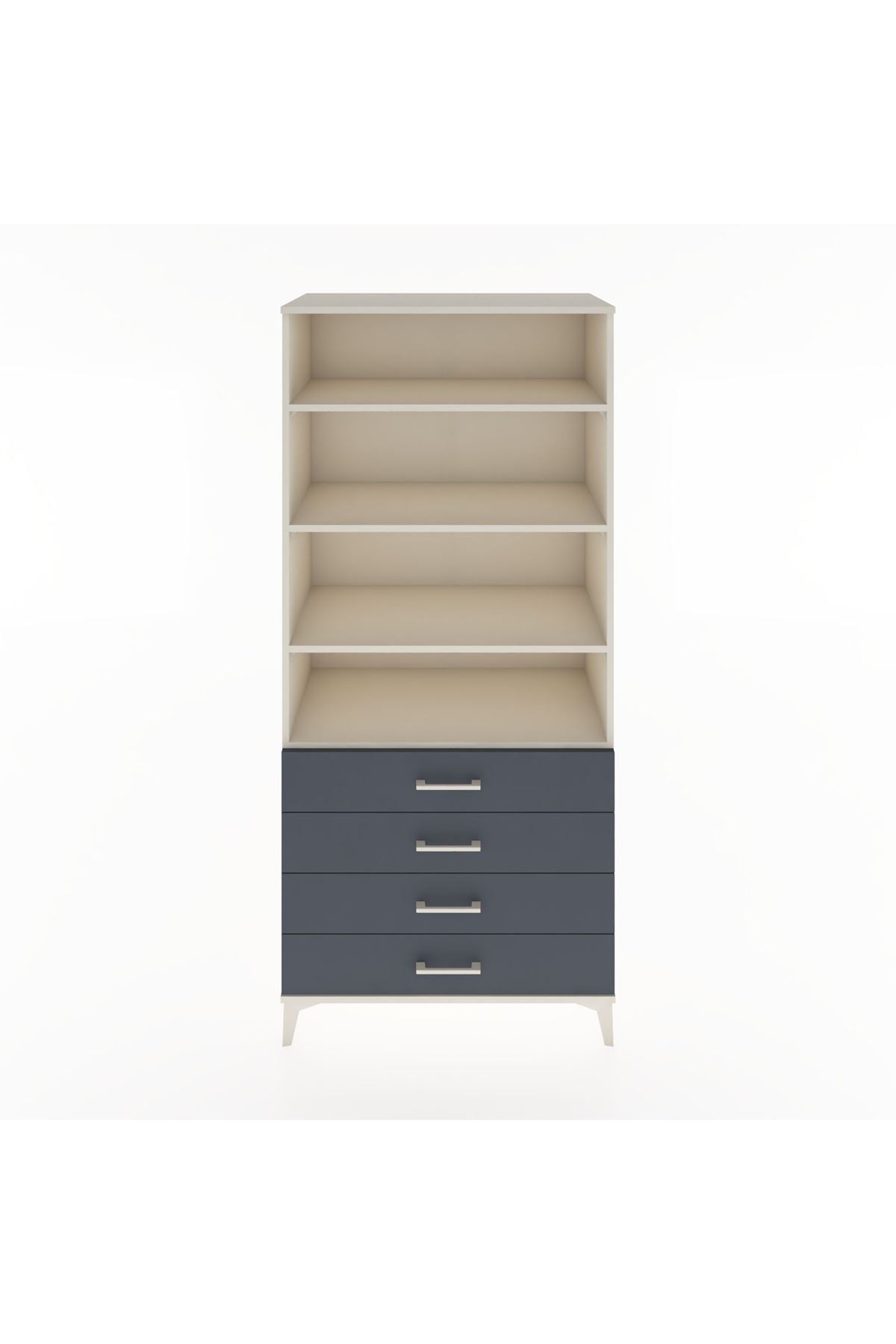 Hyperion Dolap 4 Raflı 4 Çekmeceli 88x44x195 Aytaşı-Antrasit