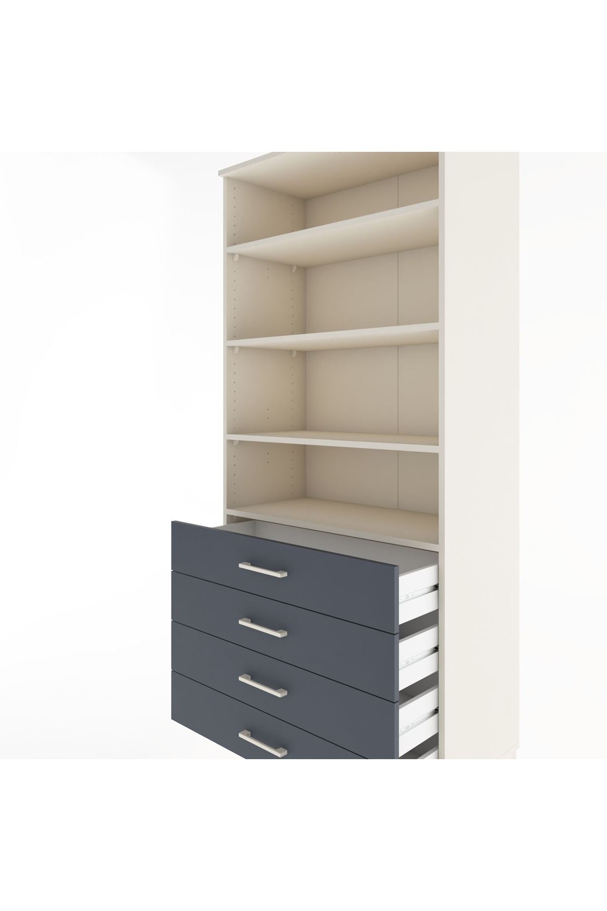 Hyperion Dolap 4 Raflı 4 Çekmeceli 88x44x195 Aytaşı-Antrasit