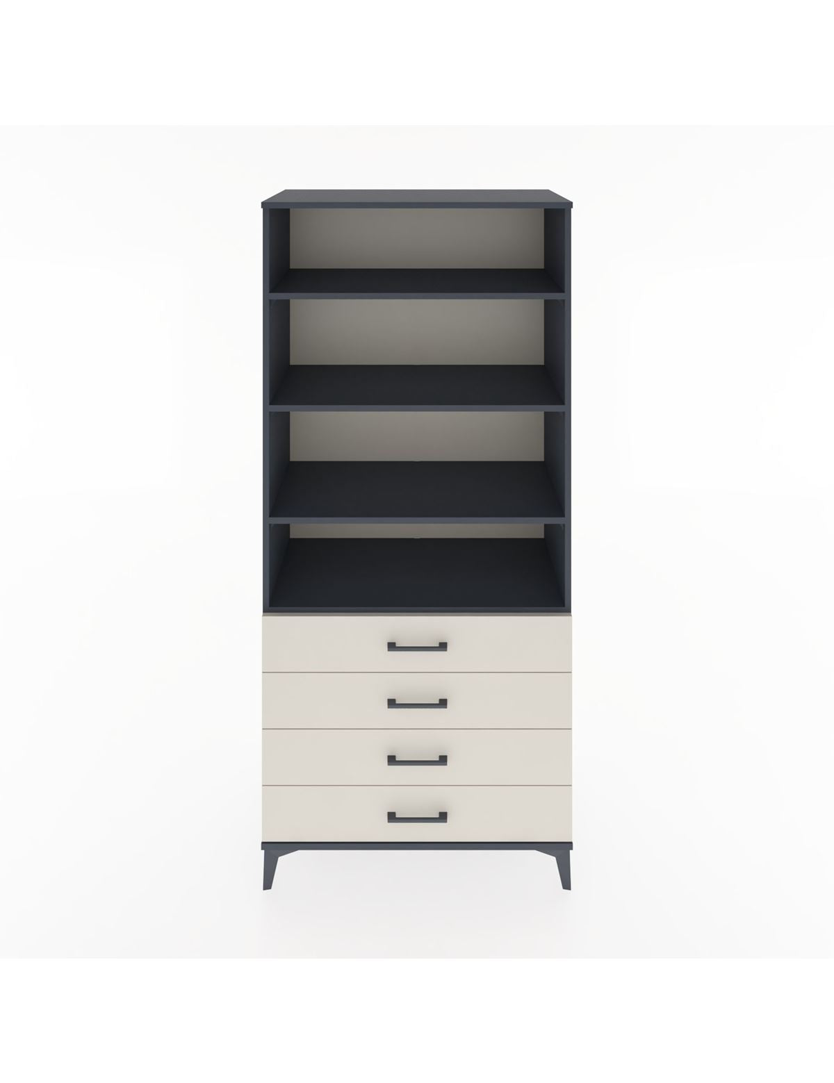 Hyperion Dolap 4 Raflı 4 Çekmeceli 88x44x195 Antrasit-Aytaşı