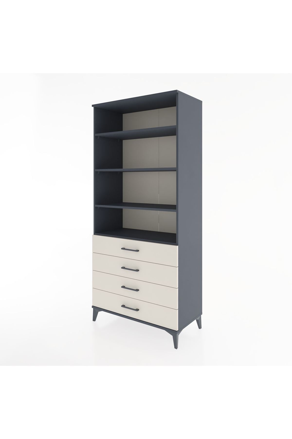 Hyperion Dolap 4 Raflı 4 Çekmeceli 88x44x195 Antrasit-Aytaşı