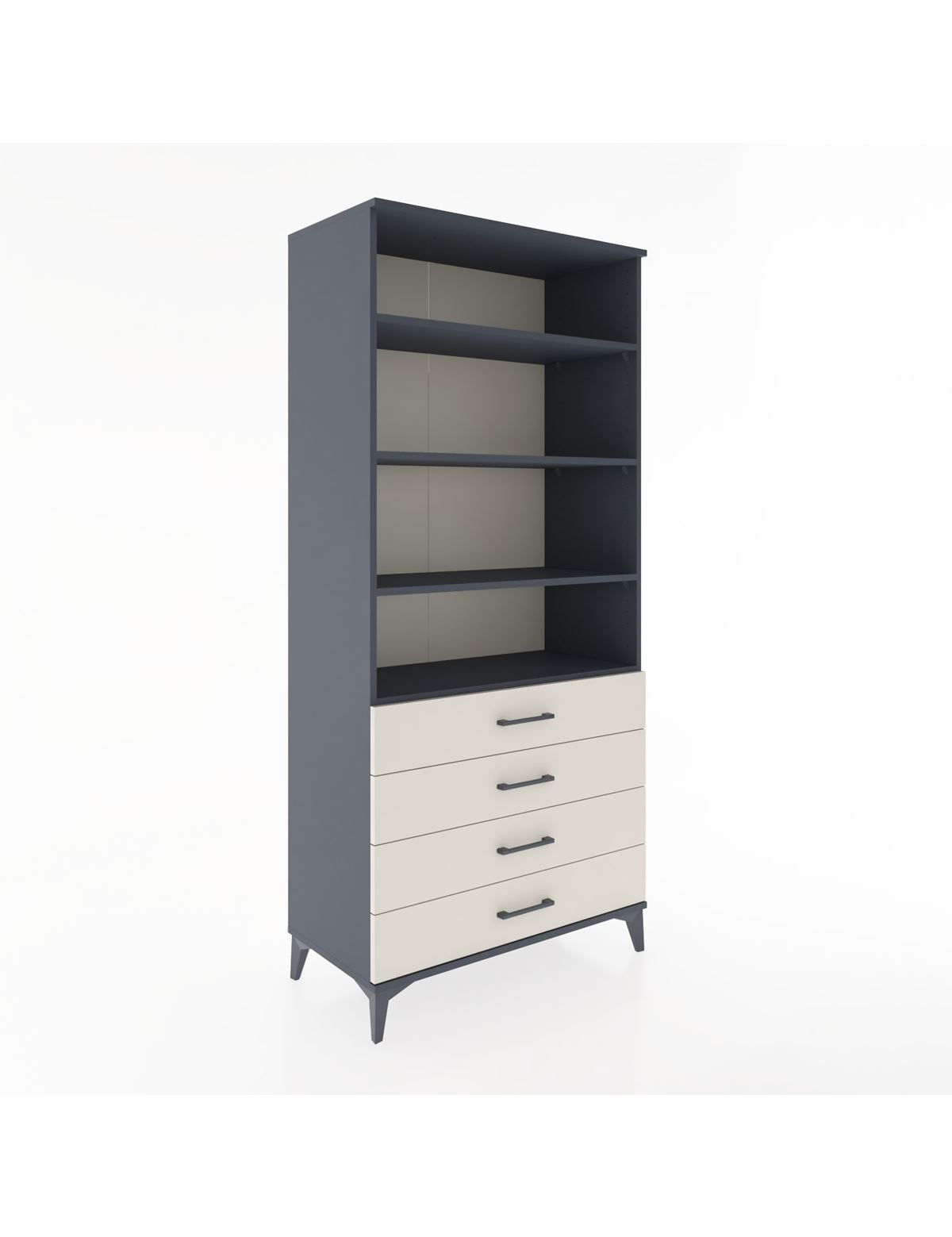 Hyperion Dolap 4 Raflı 4 Çekmeceli 88x44x195 Antrasit-Aytaşı