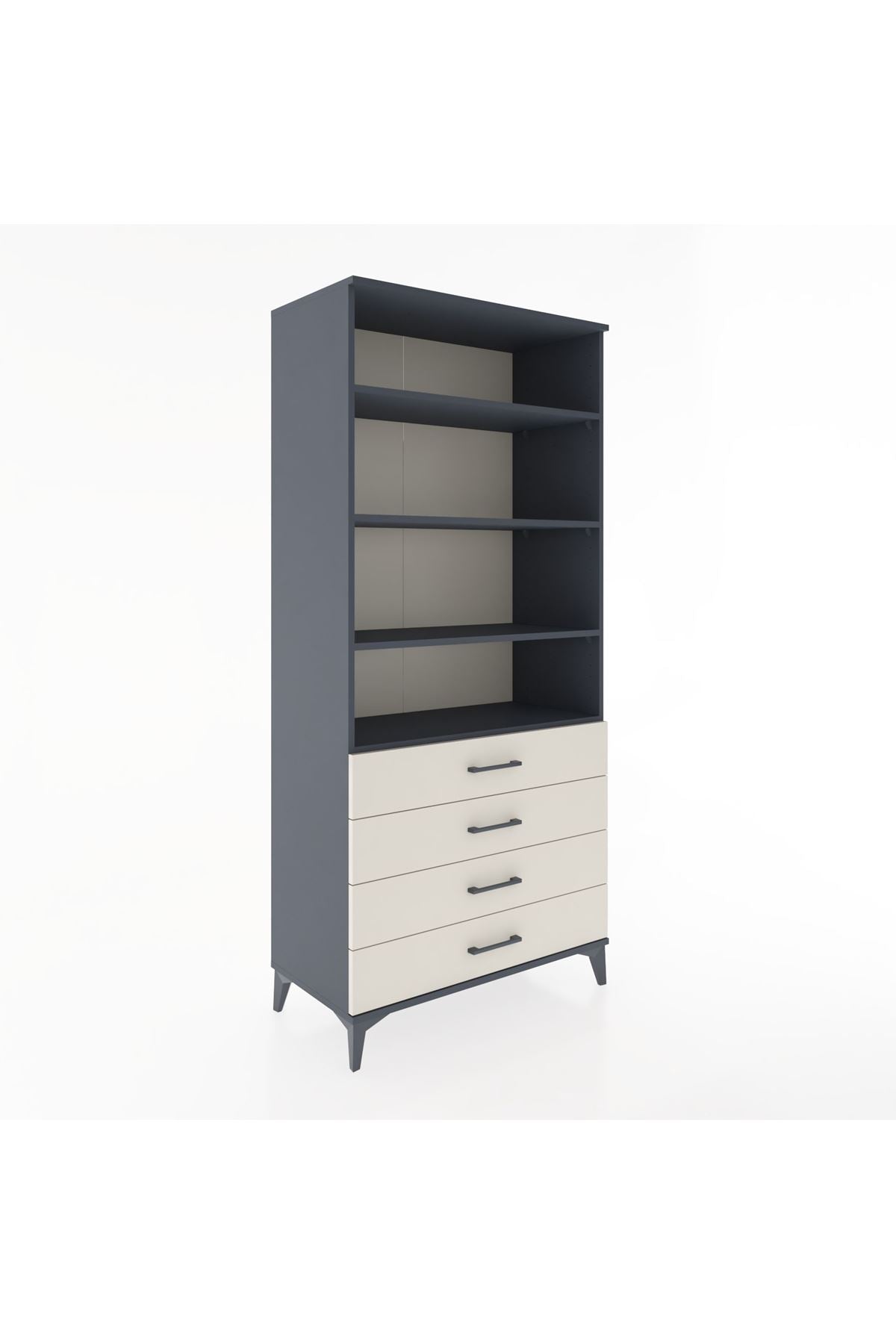 Hyperion Dolap 4 Raflı 4 Çekmeceli 88x44x195 Antrasit-Aytaşı