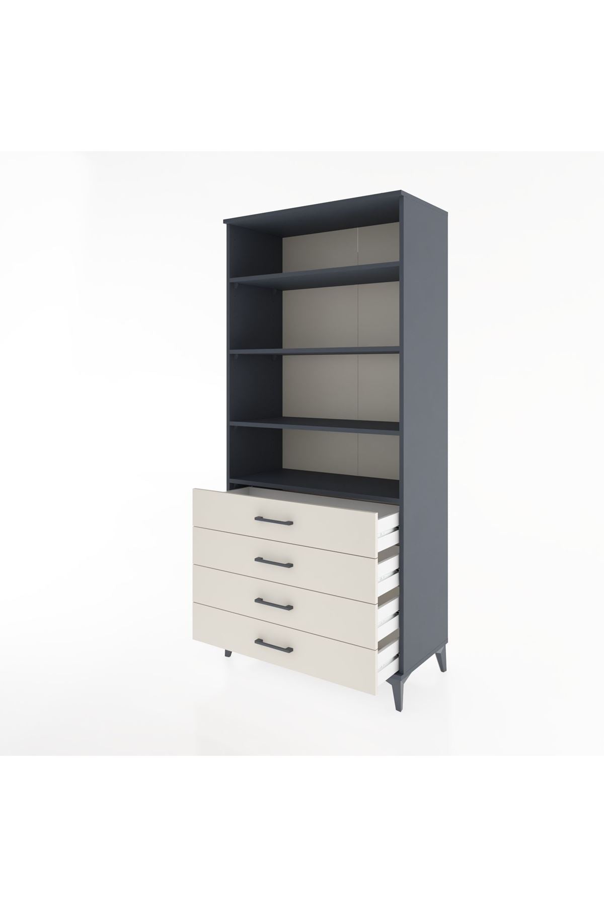 Hyperion Dolap 4 Raflı 4 Çekmeceli 88x44x195 Antrasit-Aytaşı