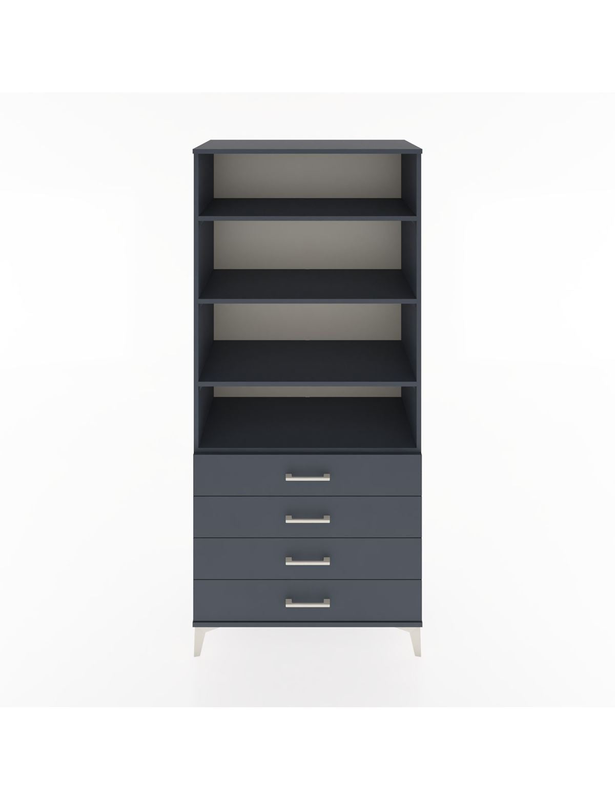 Hyperion Dolap 4 Raflı 4 Çekmeceli 88x44x195 Antrasit-Antrasit