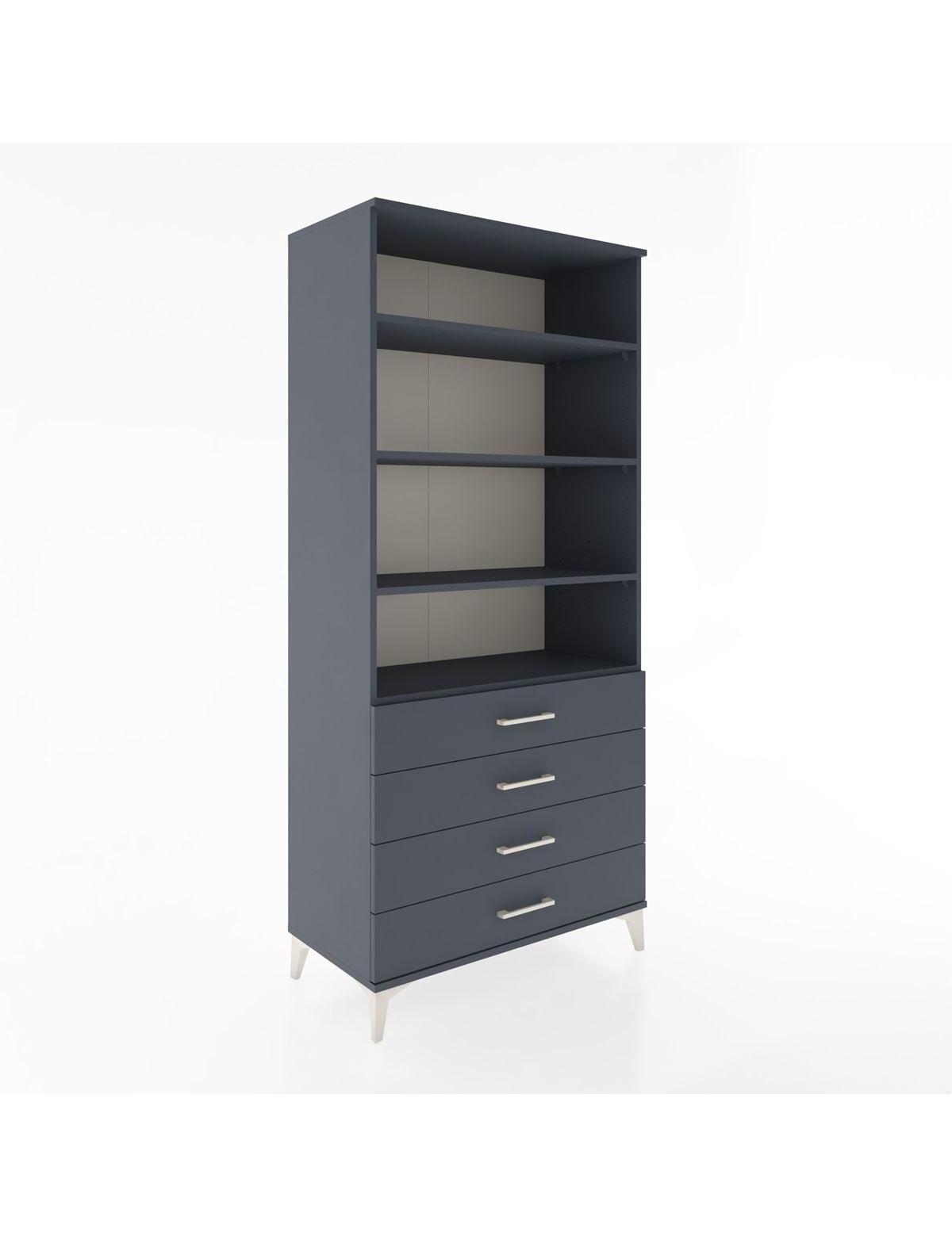 Hyperion Dolap 4 Raflı 4 Çekmeceli 88x44x195 Antrasit-Antrasit