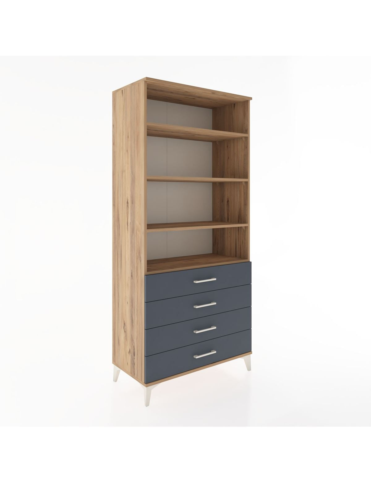 Hyperion Dolap 4 Raflı 4 Çekmeceli 88x44x195 Çam-Antrasit