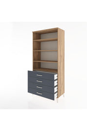 Hyperion Dolap 4 Raflı 4 Çekmeceli 88x44x195 Çam-Antrasit