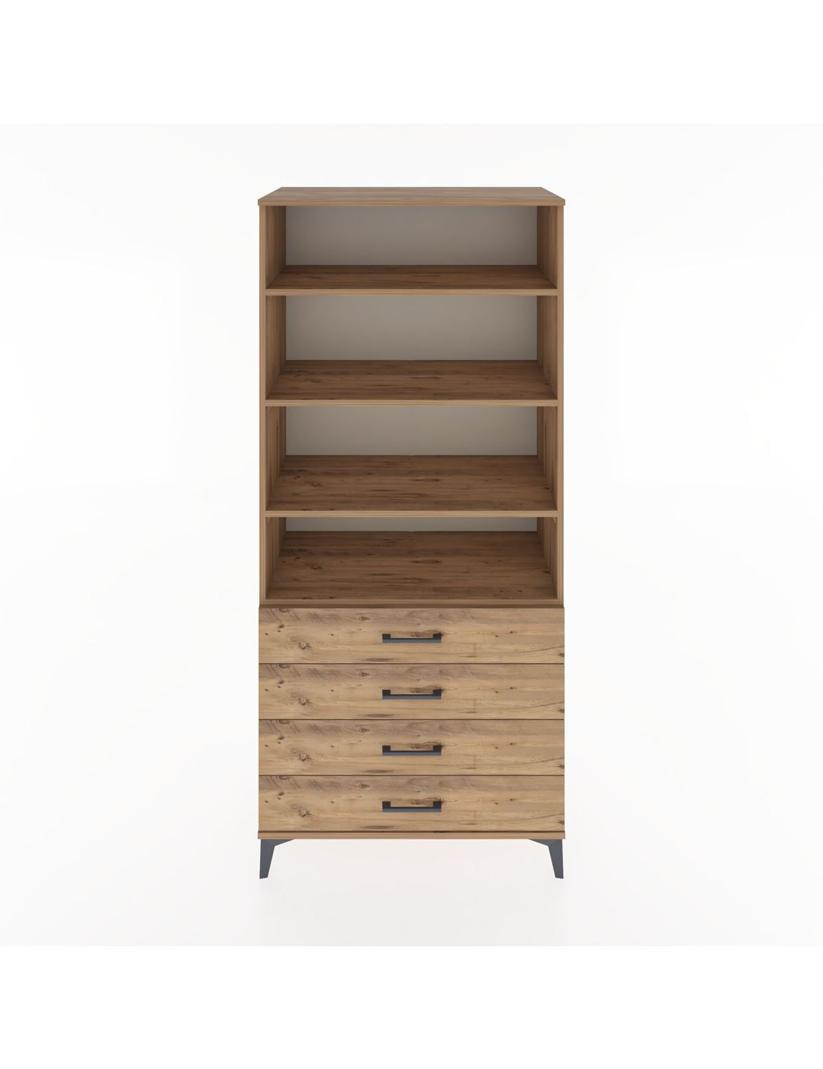 Hyperion Dolap 4 Raflı 4 Çekmeceli 88x44x195 Çam-Çam