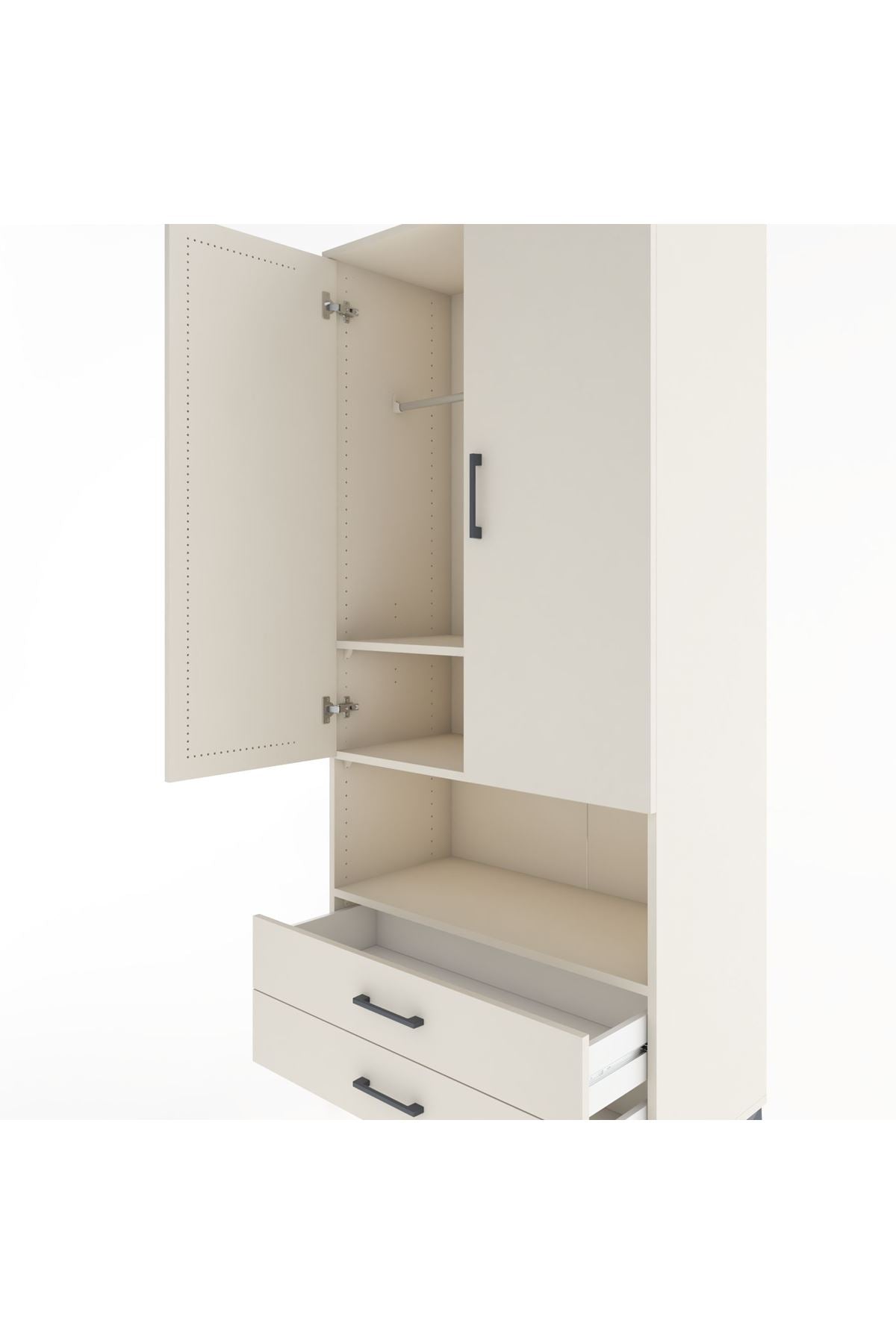 Hyperion Dolap 3 Raflı 2 Çekmeceli Tek Askılı 88x44x195 Aytaşı-Aytaşı