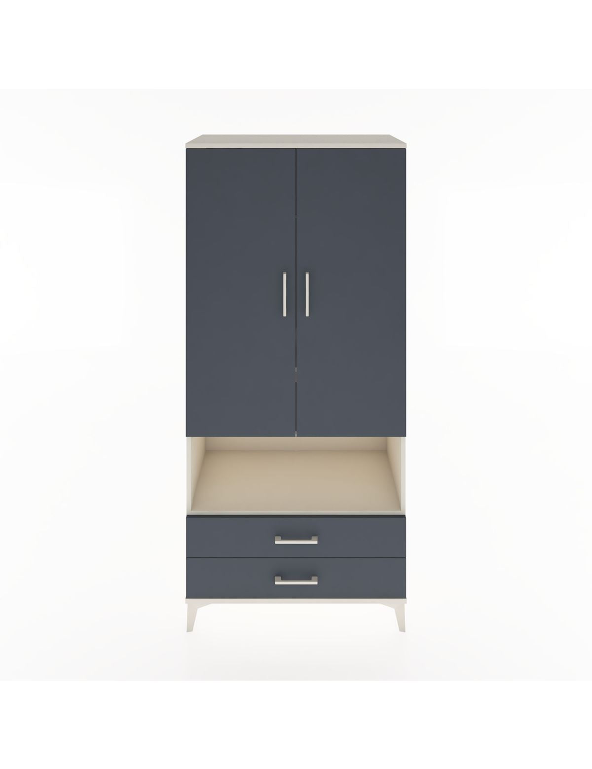 Hyperion Dolap 3 Raflı 2 Çekmeceli Tek Askılı 88x44x195 Aytaşı-Antrasit