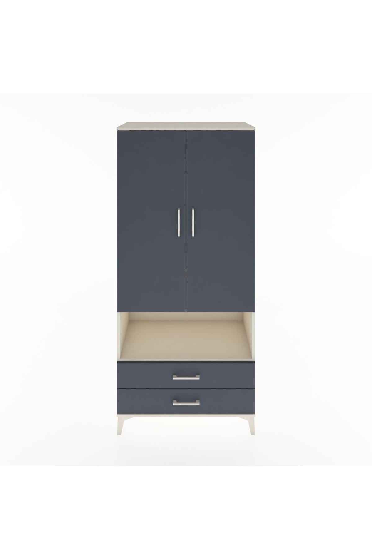 Hyperion Dolap 3 Raflı 2 Çekmeceli Tek Askılı 88x44x195 Aytaşı-Antrasit