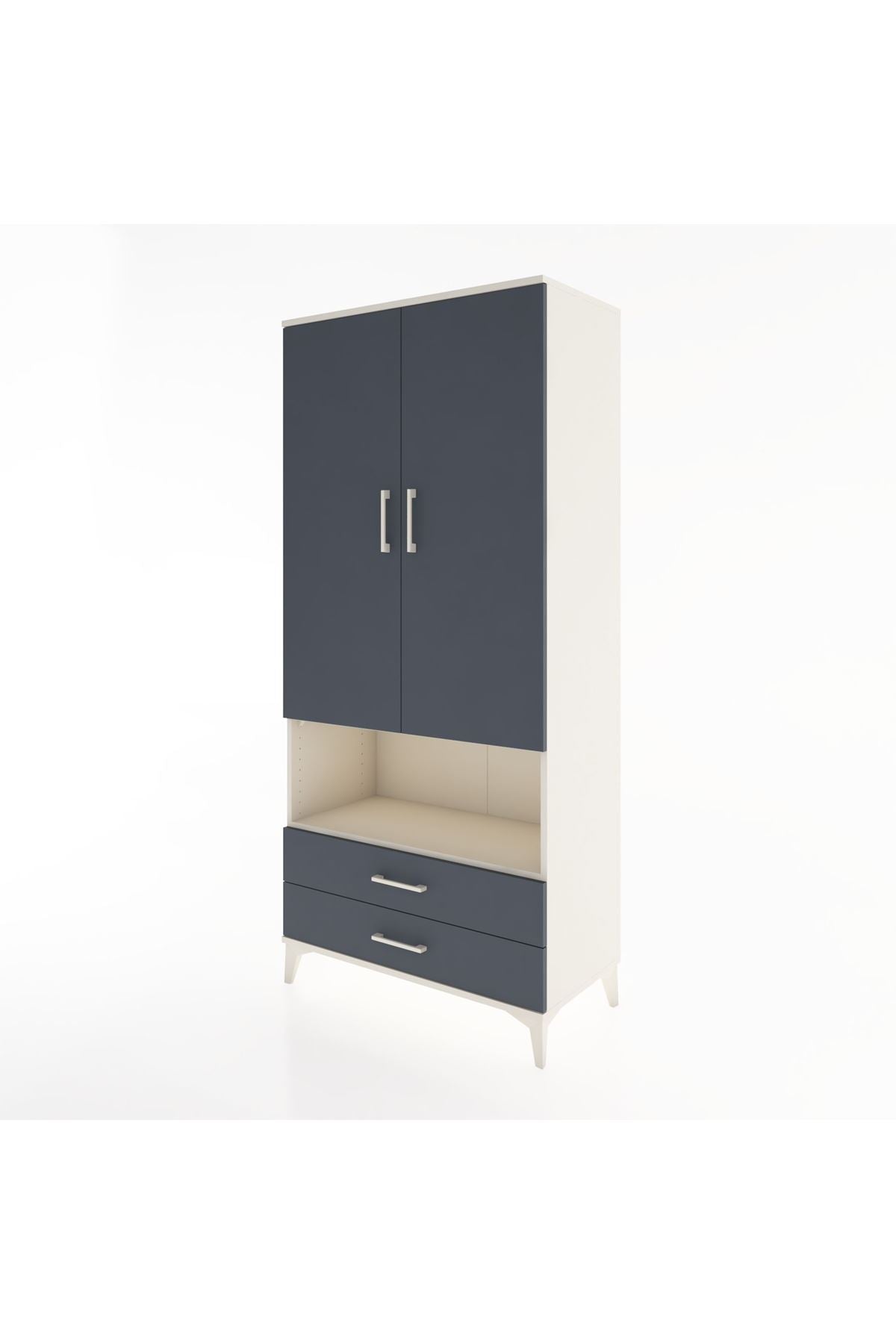 Hyperion Dolap 3 Raflı 2 Çekmeceli Tek Askılı 88x44x195 Aytaşı-Antrasit