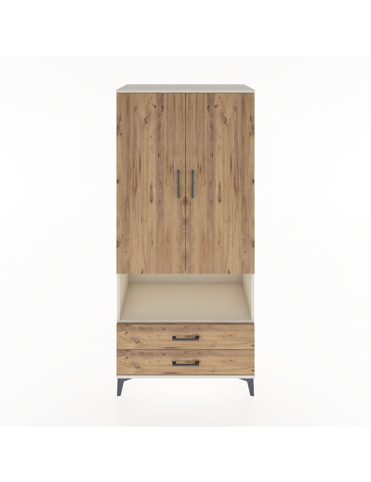 Hyperion Dolap 3 Raflı 2 Çekmeceli Tek Askılı 88x44x195 Aytaşı-Çam