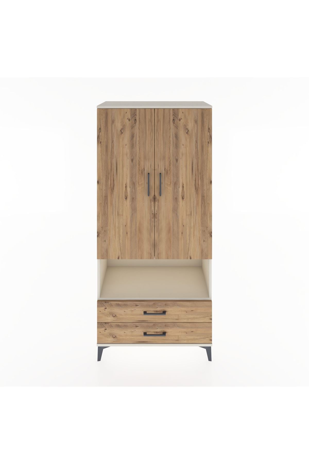 Hyperion Dolap 3 Raflı 2 Çekmeceli Tek Askılı 88x44x195 Aytaşı-Çam