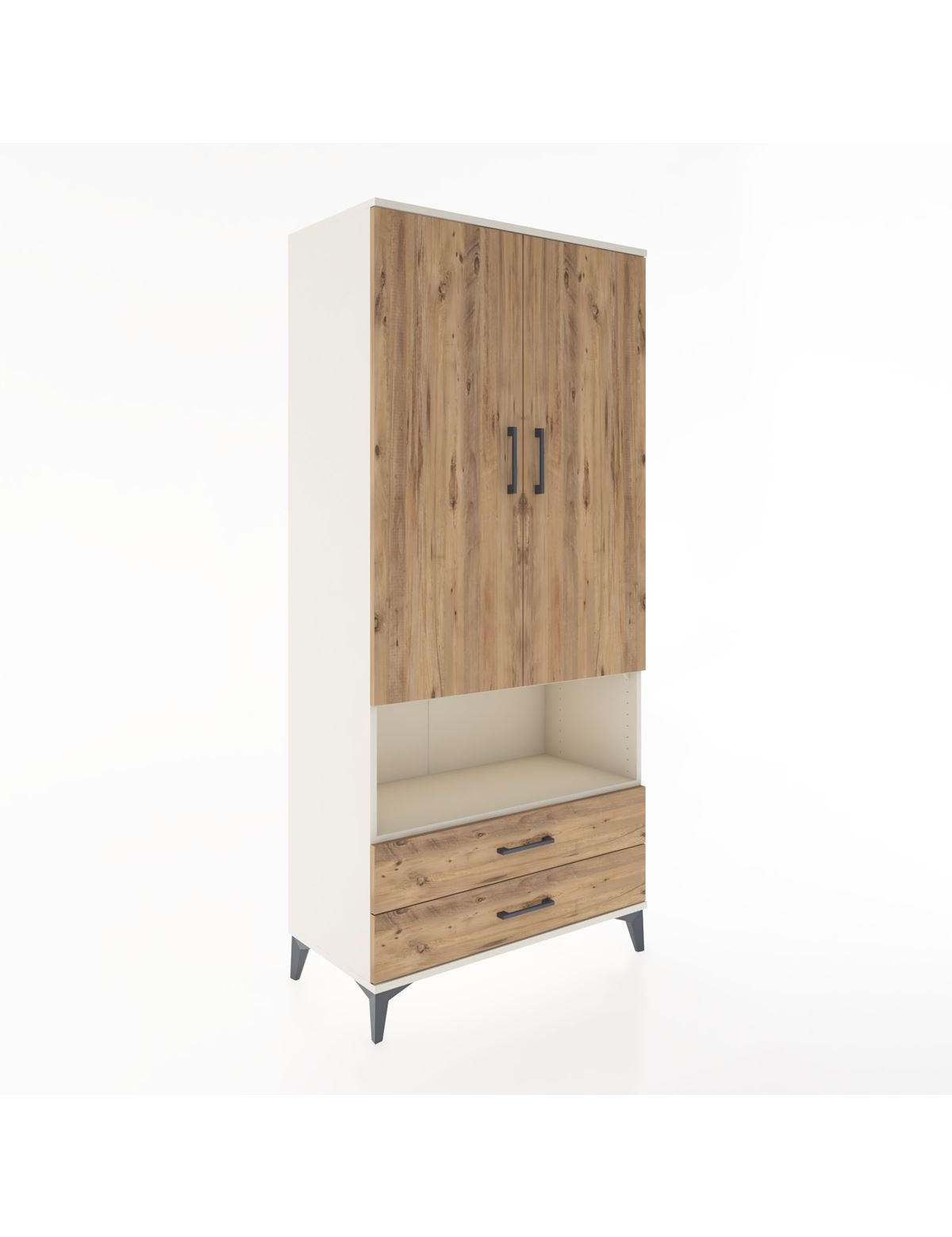 Hyperion Dolap 3 Raflı 2 Çekmeceli Tek Askılı 88x44x195 Aytaşı-Çam