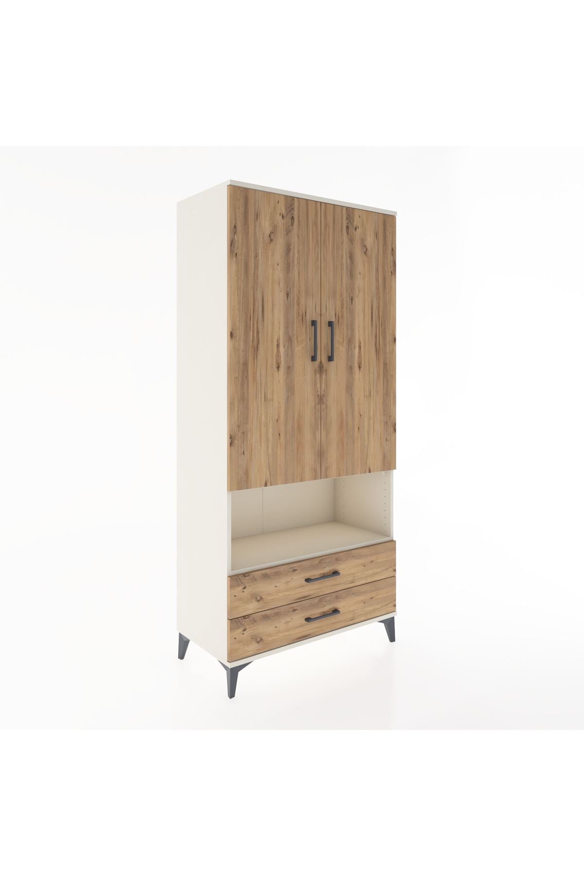 Hyperion Dolap 3 Raflı 2 Çekmeceli Tek Askılı 88x44x195 Aytaşı-Çam