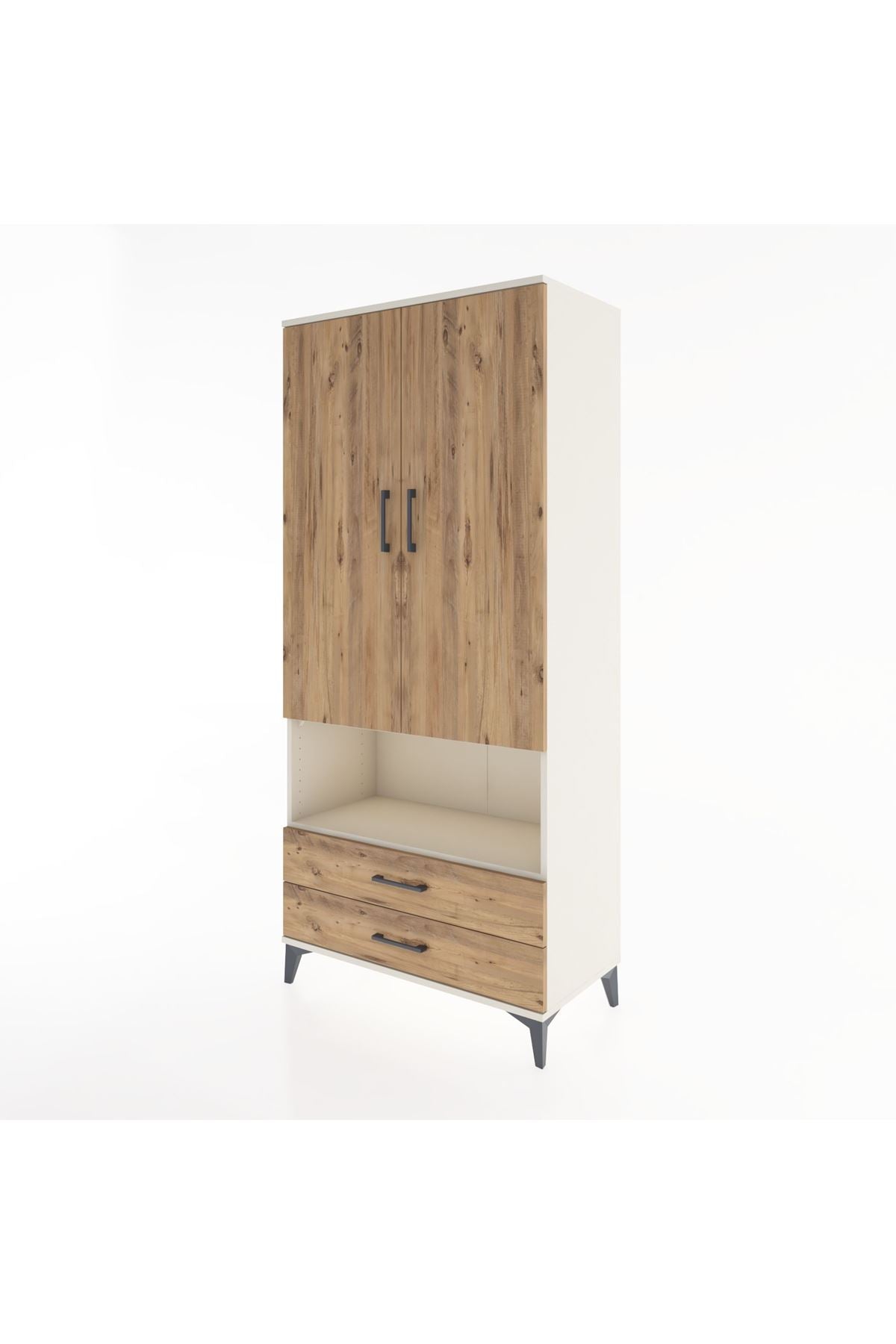 Hyperion Dolap 3 Raflı 2 Çekmeceli Tek Askılı 88x44x195 Aytaşı-Çam