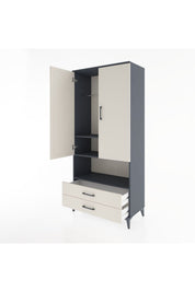 Hyperion Dolap 3 Raflı 2 Çekmeceli Tek Askılı 88x44x195 Antrasit-Aytaşı