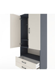 Hyperion Dolap 3 Raflı 2 Çekmeceli Tek Askılı 88x44x195 Antrasit-Aytaşı