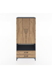 Hyperion Dolap 3 Raflı 2 Çekmeceli Tek Askılı 88x44x195 Antrasit-Çam