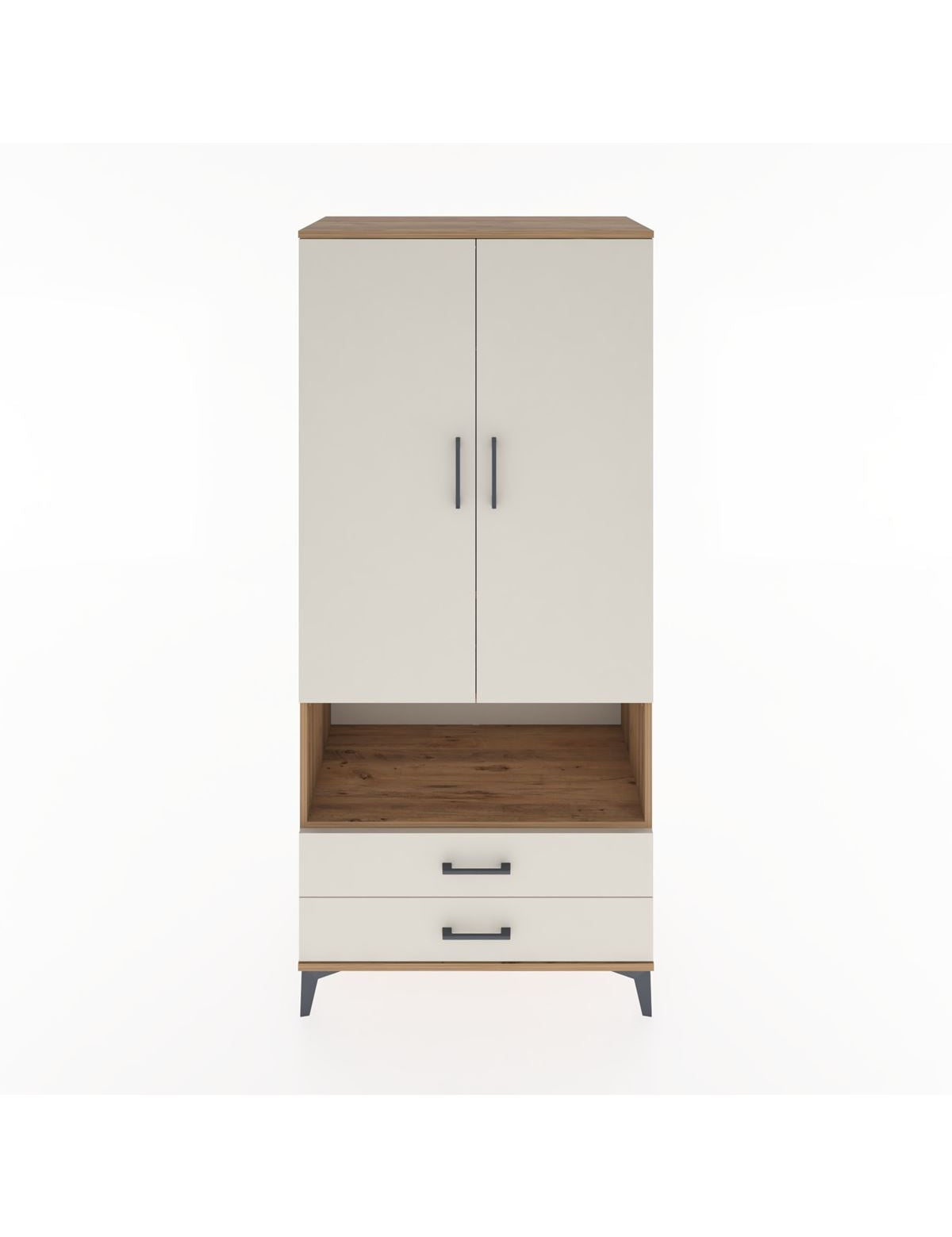 Hyperion Dolap 3 Raflı 2 Çekmeceli Tek Askılı 88x44x195 Çam-Aytaşı