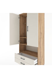 Hyperion Dolap 3 Raflı 2 Çekmeceli Tek Askılı 88x44x195 Çam-Aytaşı