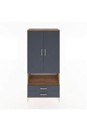 Hyperion Dolap 3 Raflı 2 Çekmeceli Tek Askılı 88x44x195 Çam-Antrasit