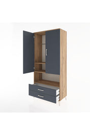 Hyperion Dolap 3 Raflı 2 Çekmeceli Tek Askılı 88x44x195 Çam-Antrasit