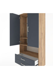 Hyperion Dolap 3 Raflı 2 Çekmeceli Tek Askılı 88x44x195 Çam-Antrasit