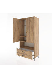 Hyperion Dolap 3 Raflı 2 Çekmeceli Tek Askılı 88x44x195 Çam-Çam